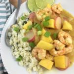 mango shrimp and cilantro-lime cauliflower rice