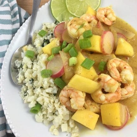 Mango Shrimp and Cilantro-Lime Cauliflower Rice