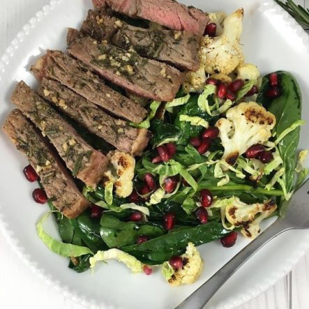 Warm Herb Crusted Steak and Spinach Salad