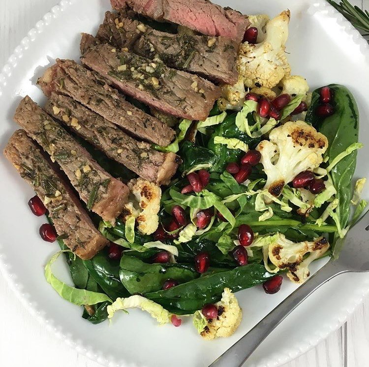 Herb crusted steak salad