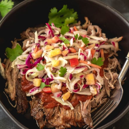 Slow Cooker Pulled Pork with Pineapple Coleslaw (Whole30, Paleo, GF)