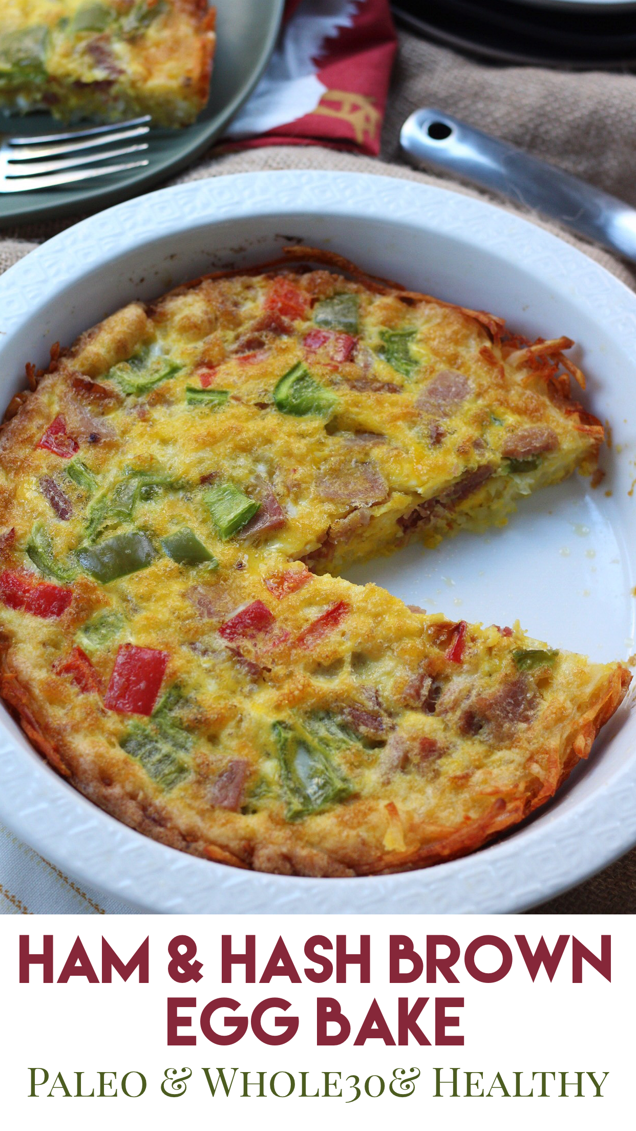 paleo ham egg bake Paleo ham egg bake is the perfect family friendly leftover ham recipe. It works for both hosting a brunch or simple Whole30 meal prep to have grab-and-go breakfasts for the week. Everyone loves the hash brown crust in this Whole30 breakfast casserole too! #whole30eggbake #paleoeggbake #paleoham