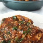 Whole30 and Paleo one-pan garlic butter chicken with tomato and spinach sauce - 20 minute meal!