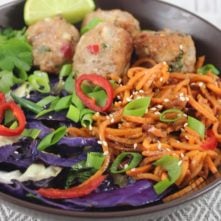 Spicy Pork Meatballs and Sesame Noodles: Paleo and Whole30