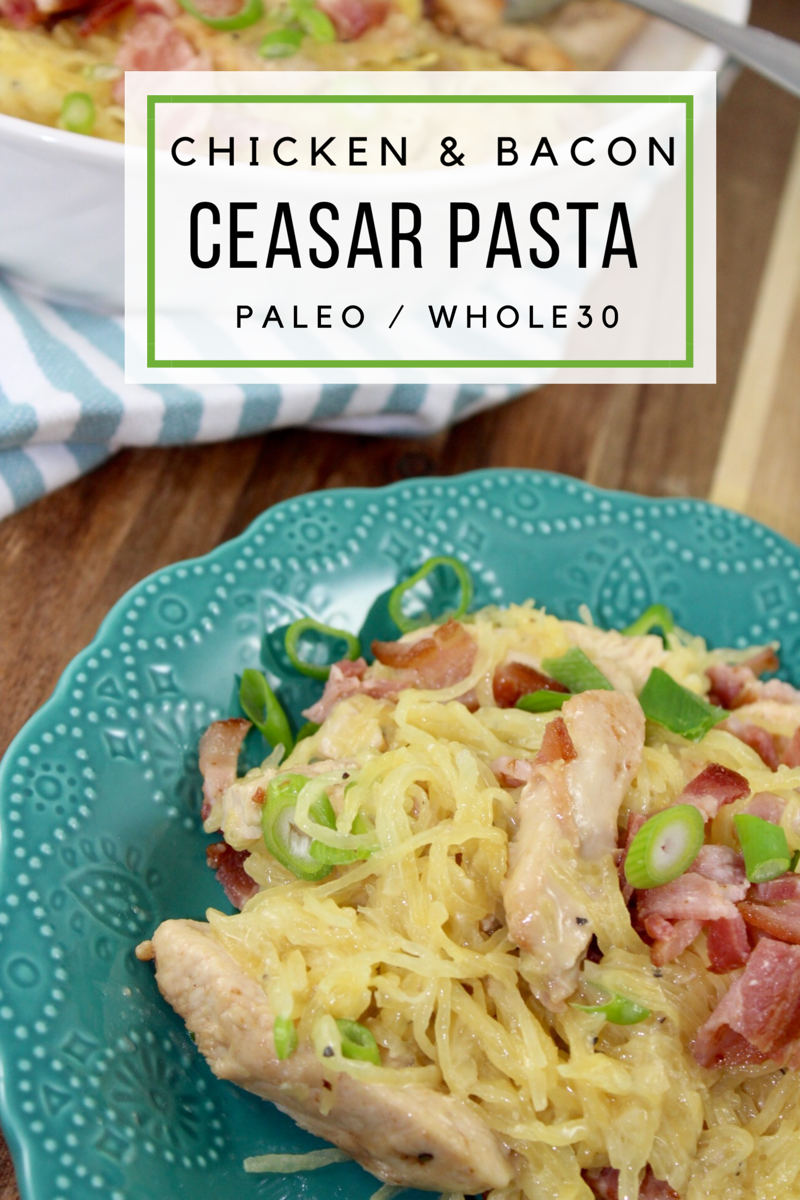 Chicken and Bacon Caesar Spaghetti Squash Pasta