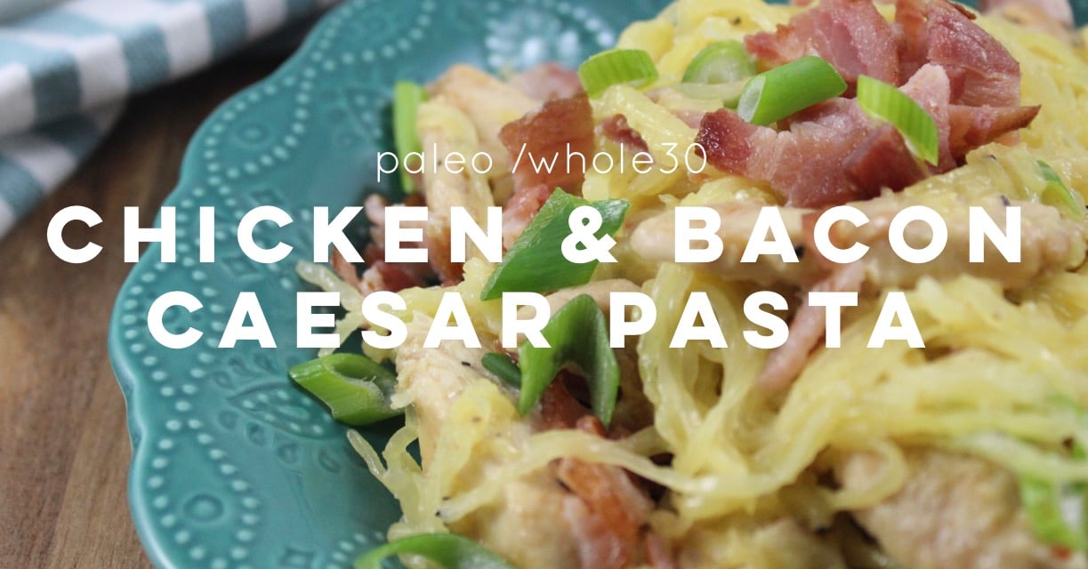 Chicken and Bacon Caesar Spaghetti Squash Pasta