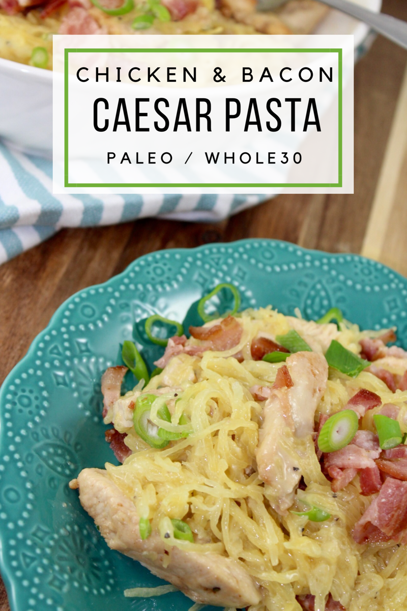 Chicken and Bacon Caesar Spaghetti Squash Pasta