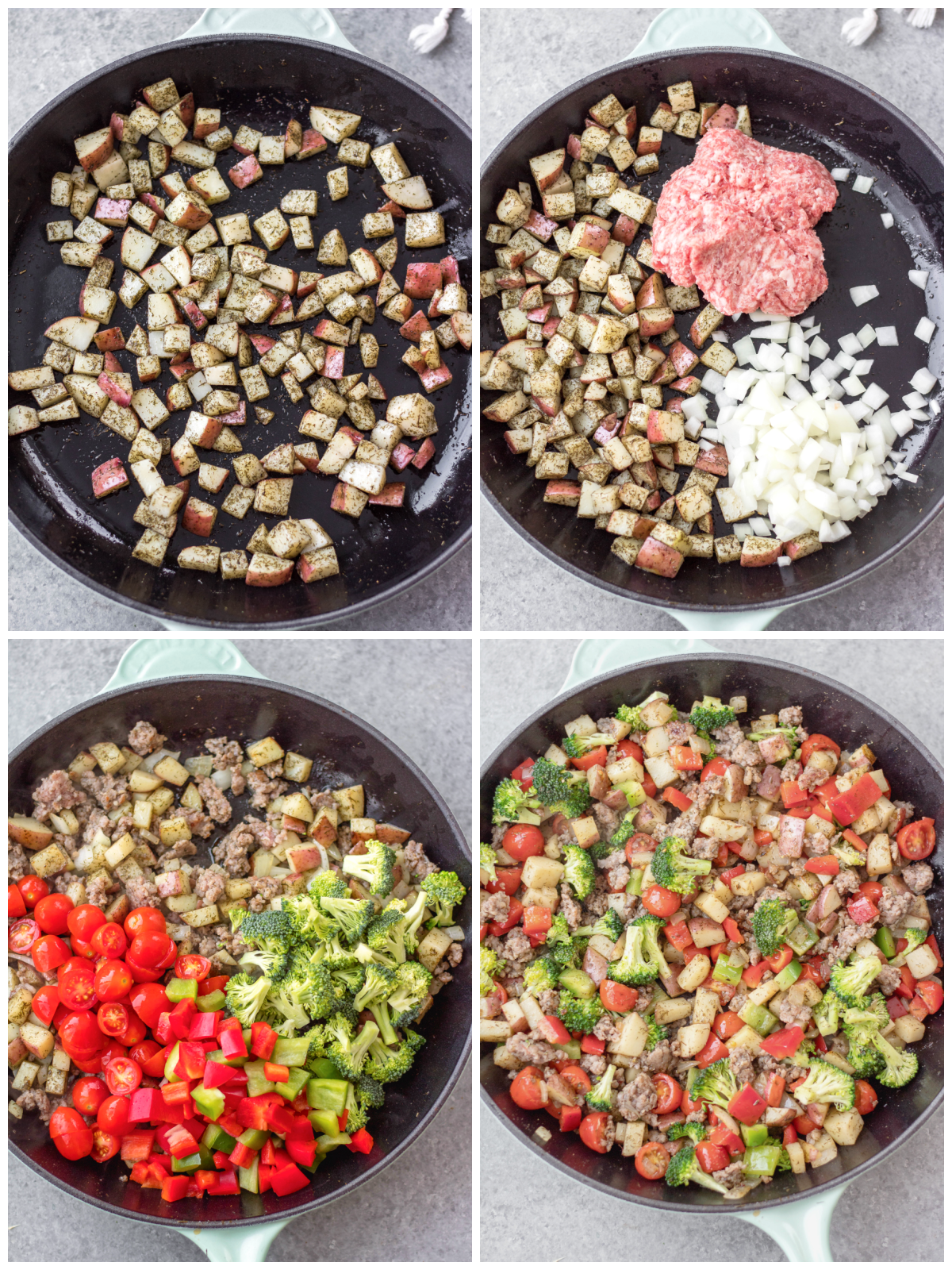whole30 mediterranean sausage hash cooking process step by step