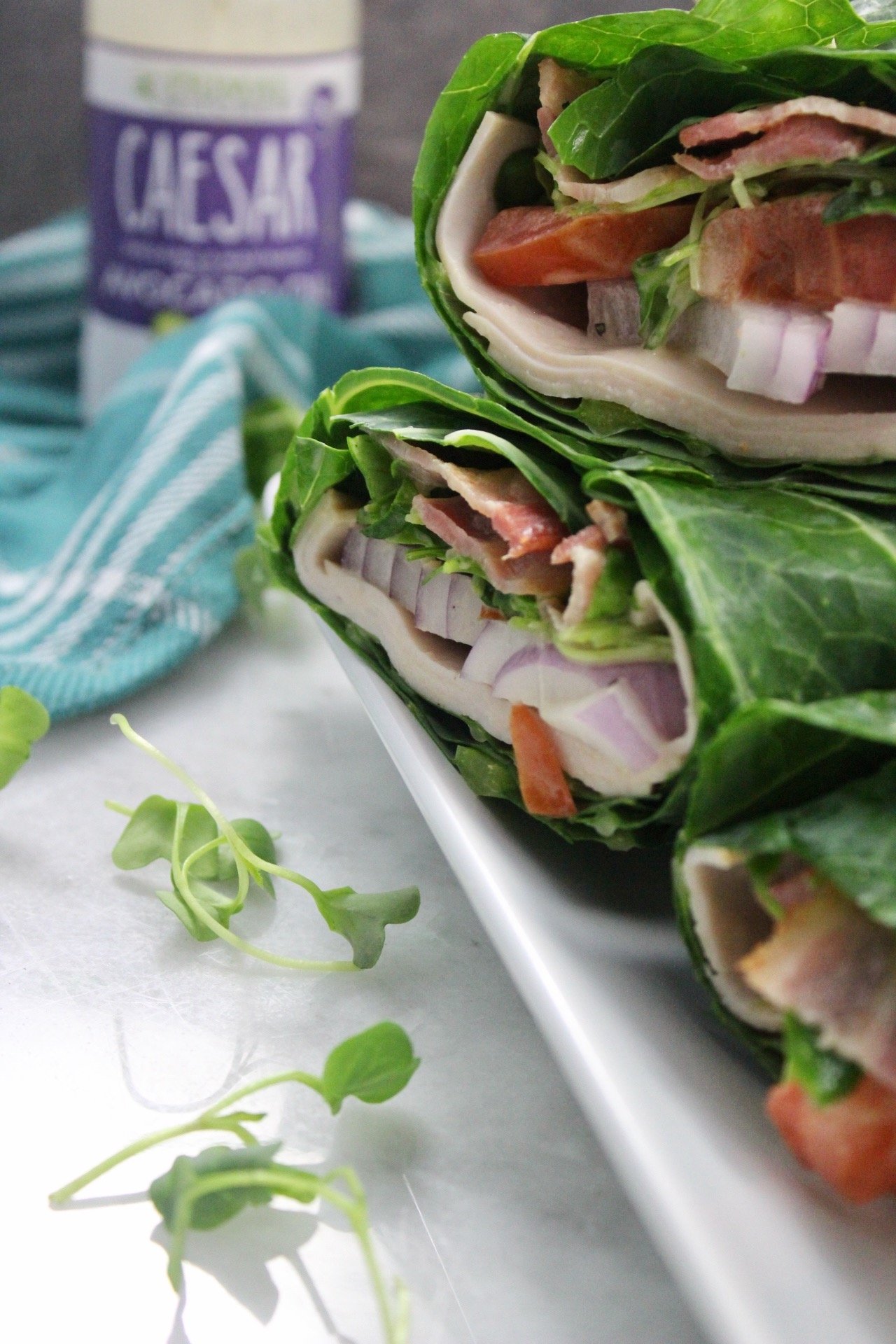 paleo and whole30 turkey bacon caesar wraps