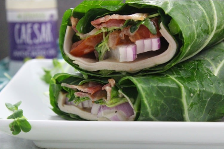 paleo and whole30 turkey bacon caesar wraps