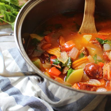 Chorizo and Veggie Stew: 30 Minute Meal with Slow Cooker Instructions