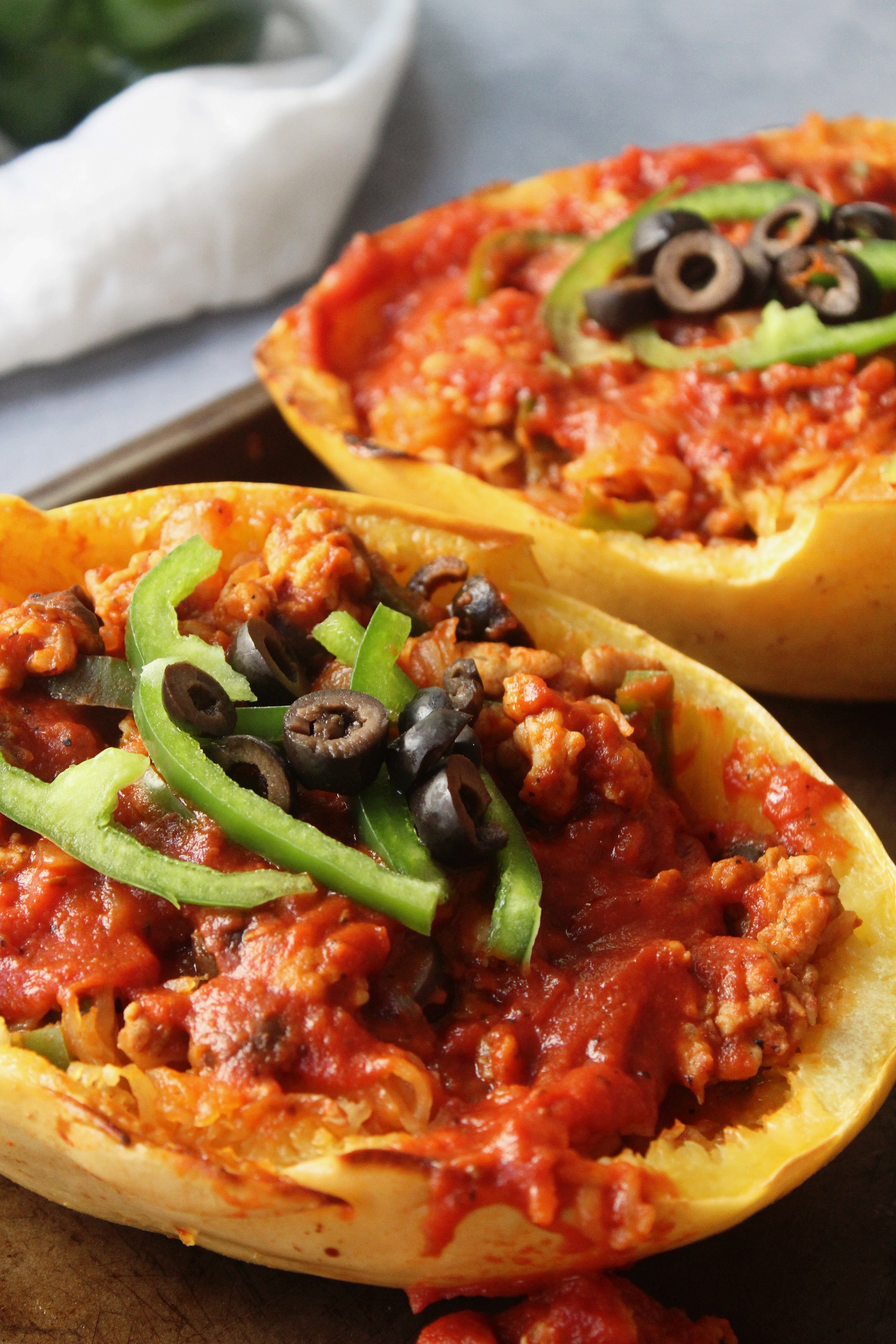 spaghetti squash pizza bowls