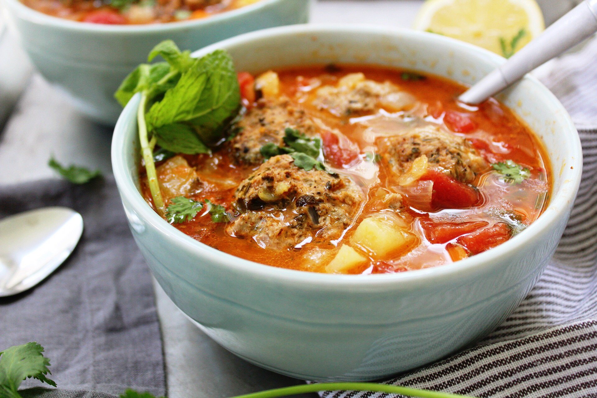 Mexican albondigas meatball soup