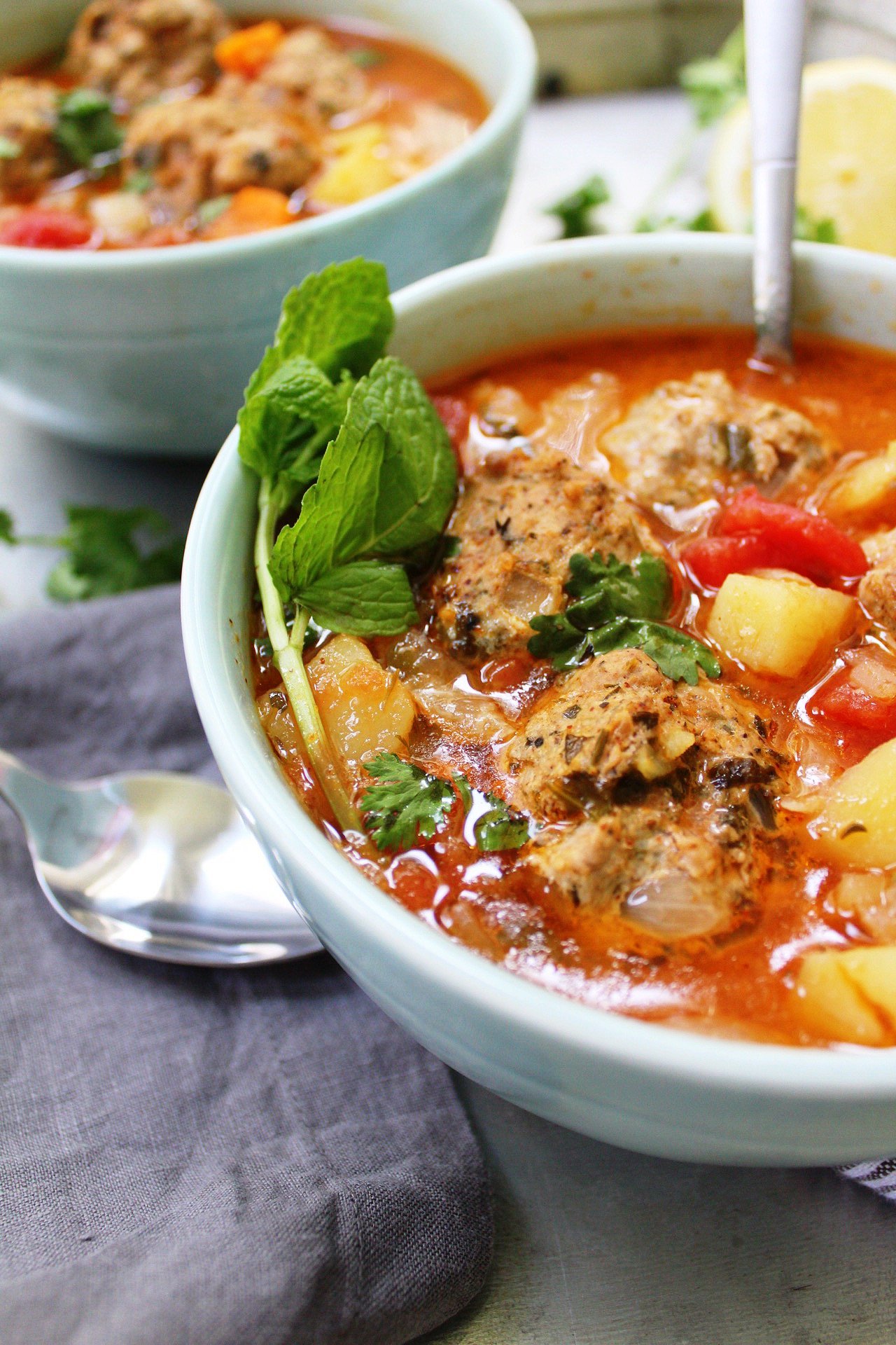 Mexican albondigas meatball soup