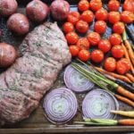 steak and veggies sheet pan meal