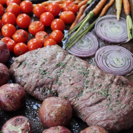 Butter Herb Whole30 Steak and Veggies Sheet Pan Meal: Paleo & 30 Minutes!