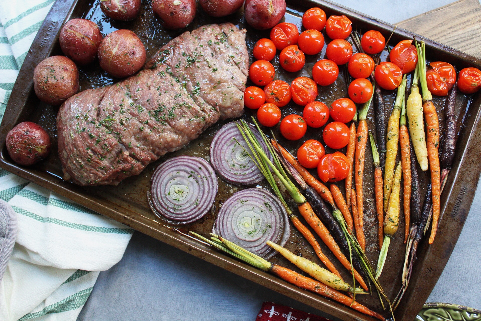 whole30 steak and veggies sheet pan meal