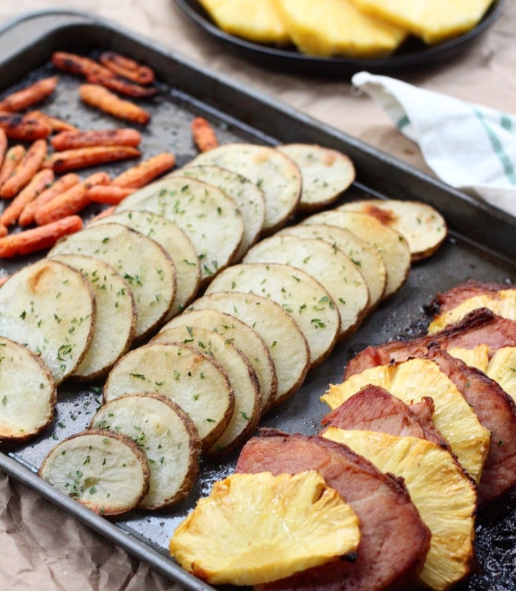 pineapple ham sheet pan