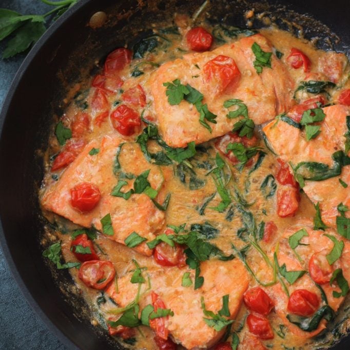 Creamy Skillet Whole30 Salmon: 15 minutes & Paleo! - Whole Kitchen Sink