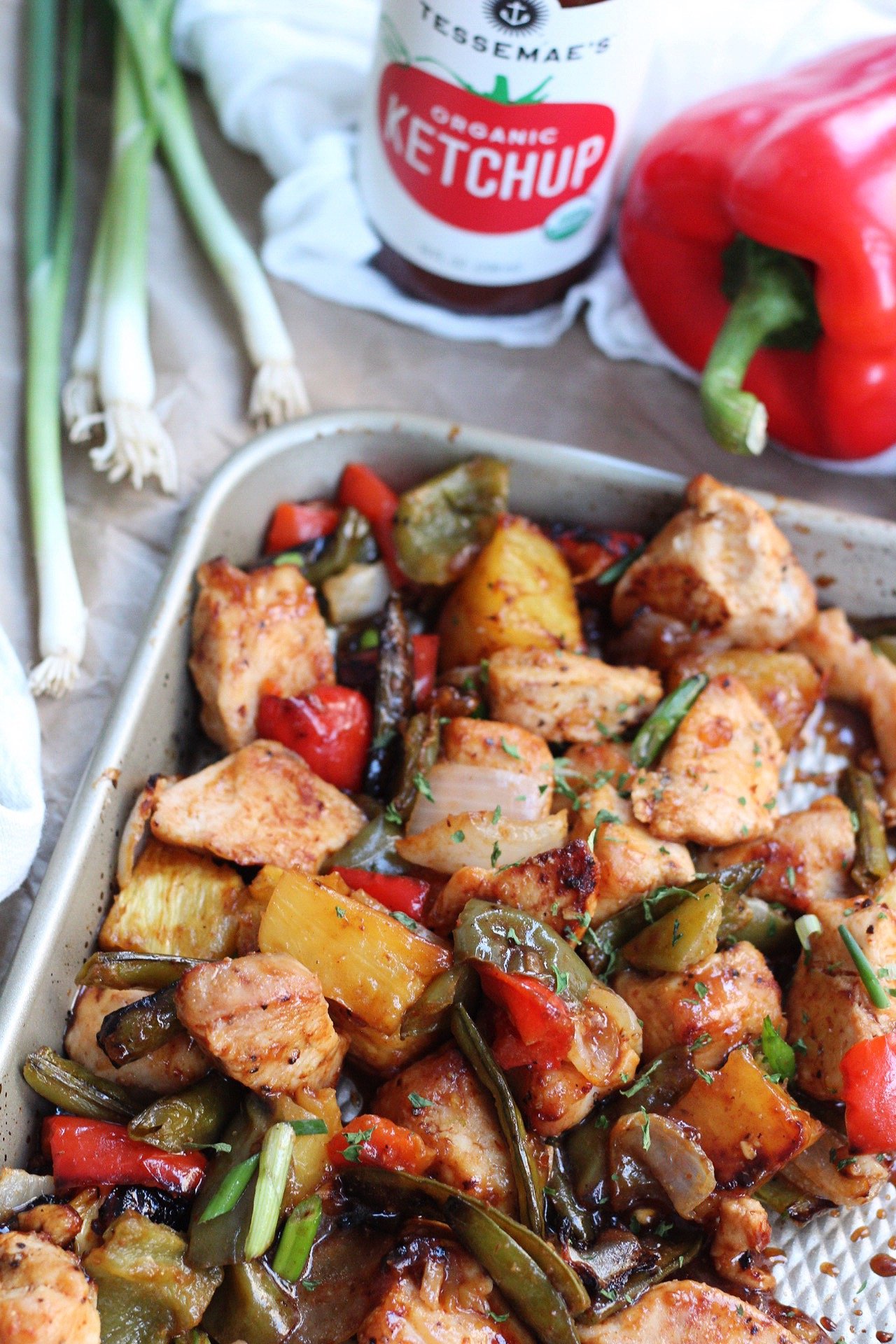 sheet pan sweet and sour chicken