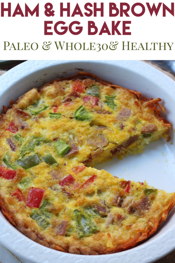 Paleo ham egg bake is the perfect family friendly leftover ham recipe. It works for both hosting a brunch or simple Whole30 meal prep to have grab-and-go breakfasts for the week. Everyone loves the hash brown crust in this Whole30 breakfast casserole too! #whole30eggbake #paleoeggbake #paleoham