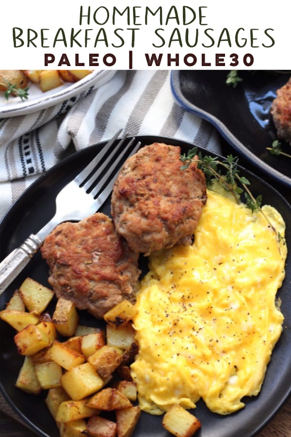 Sugar Free homemade breakfast sausage to use in breakfast sausage patties, or as ground breakfast sausage in skillets, egg bakes, and more! #paleobreakfast #whole30breakfast #breakfastsausage #whole30 #homemadebreakfastsausage