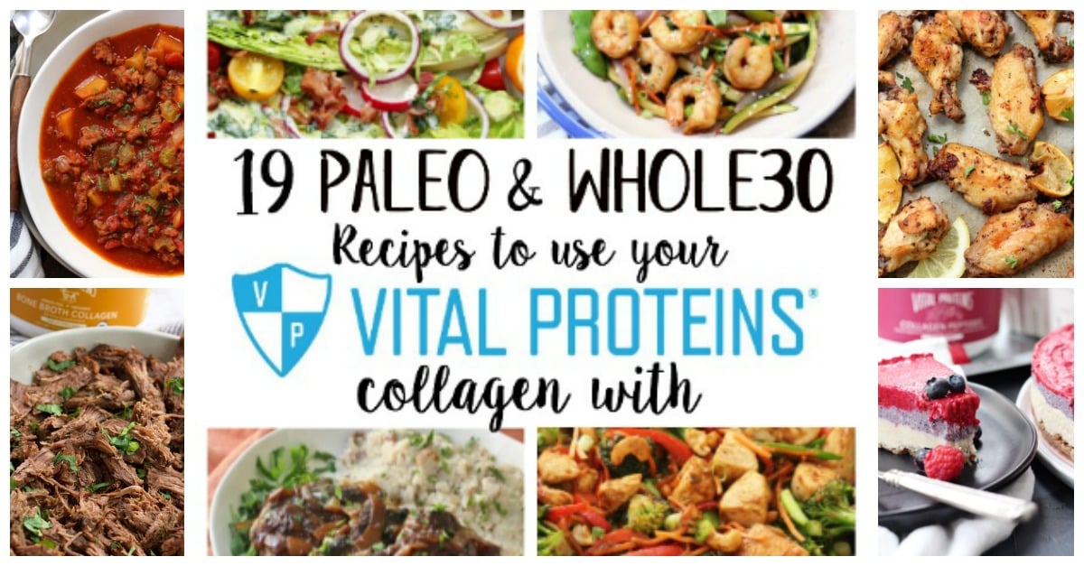 19 of the best Vital Proteins Recipes coming at you! We all love Vital Proteins collagen peptides! But if you're wondering how to use Vital Proteins collagen in recipes, these 19 Vital Proteins recipes have lots of Whole30 Vital Proteins recipes, Paleo collagen recipe options, even ways to use beef gelatin! #vitalproteins #vitalproteinsrecipes #vitalproteinswhole30