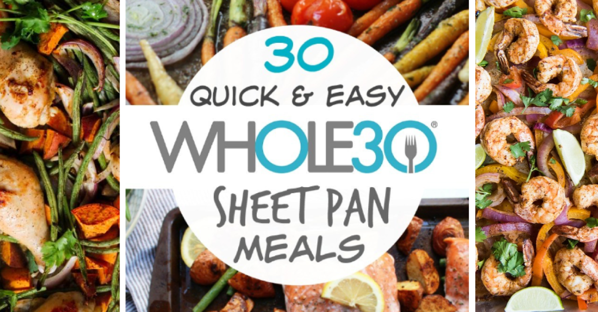 30 Whole30 sheet pan recipes so you spend less time cooking. Whole30 sheet pan meals that are easy meal prep, quick clean up, and family friendly healthy recipes. Includes Whole30 and Paleo sheet pan fish, chicken, beef and breakfast recipes. #whole30sheetpan #paleosheetpan #whole30dinnerrecipes via @paleobailey