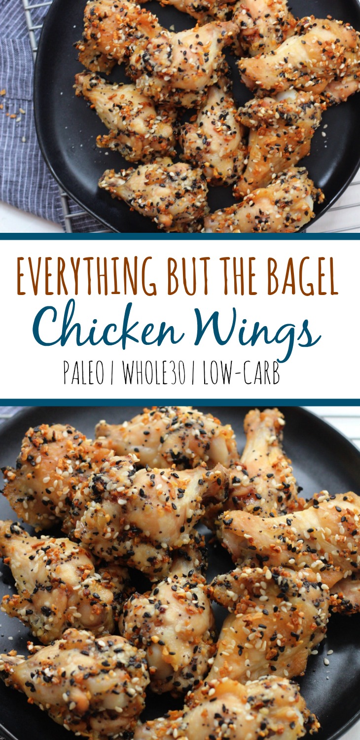 Everything but the bagel chicken wings are a family friendly recipe that's simple and delicious. It's Paleo, Whole30 and this low carb chicken wing recipe is baked and not fried. The perfect paleo appetizer, snack or Whole30 game day recipe! #paleochickenwing #whole30chickenrecipes #chickenwings via @paleobailey