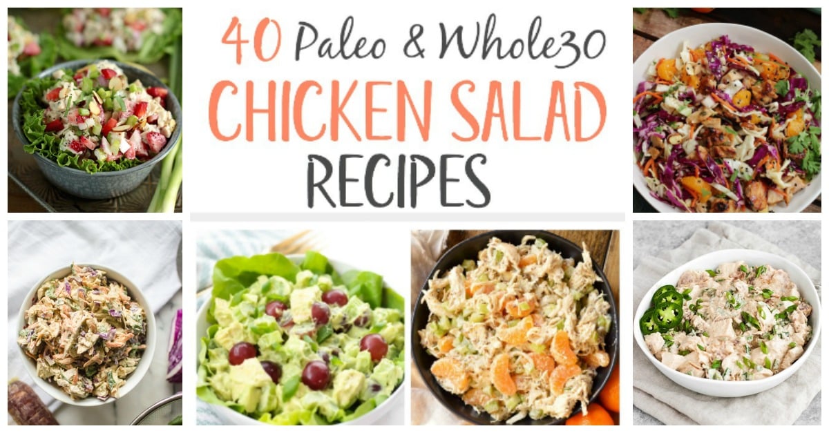 40 Whole30 and Paleo chicken salad recipes to inspire you to break out of your Paleo chicken recipe rut! You're sure to find a Whole30 chicken salad recipe to help make easy meal prep, quick clean up, and will be a family friendly healthy recipe. These are all low carb and simple too! #paleochickensaladrecipes #paleochickensalad #whole30saladrecipes #whole30chickensalad via @paleobailey