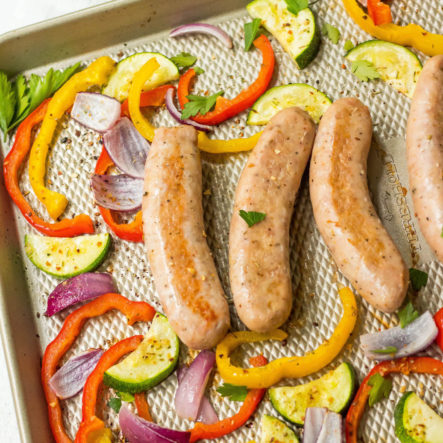 Whole30 Sheet Pan Garlic Herb Chicken Sausage and Veggies (Paleo, GF)