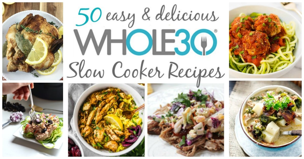 On this list of the best 50 Whole30 slow cooker recipes, you're sure to find a new favorite family dinner or easy recipe for meal prepping. They're all Paleo, dairy free, gluten free and fuss free! That's what makes the slow cooker so great! Quick clean up, and easy delicious meals #whole30slowcooker #paleoslowcooker #whole30slowcookerrecipes