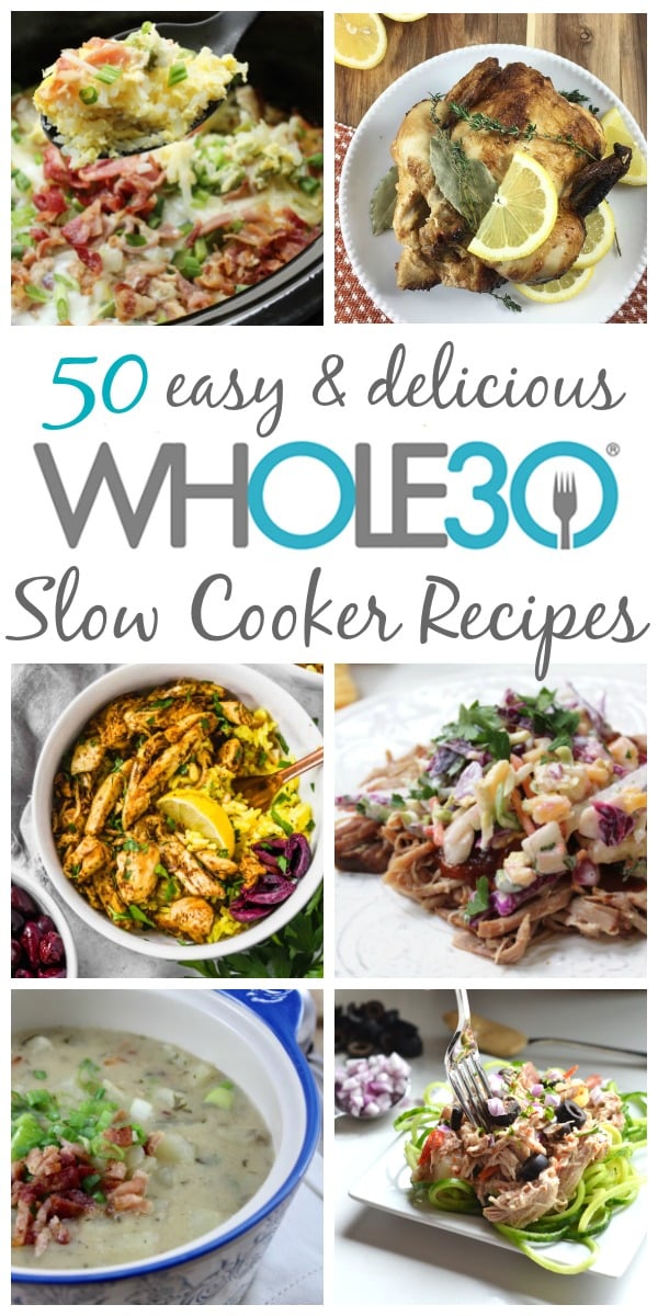On this list of the best 50 Whole30 slow cooker recipes, you're sure to find a new favorite family dinner or easy recipe for meal prepping. They're all Paleo, dairy free, gluten free and fuss free! That's what makes the slow cooker so great! Quick clean up, and easy delicious meals #whole30slowcooker #paleoslowcooker #whole30slowcookerrecipes