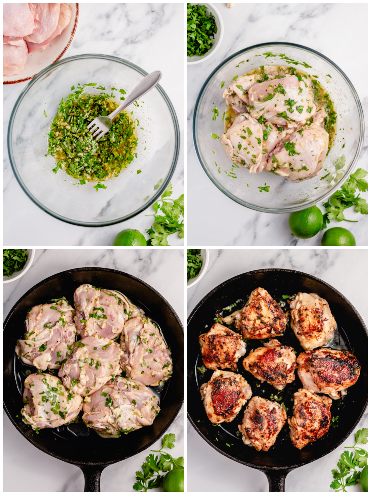 Whole30 cilantro lime chicken thighs cooking process step by step
