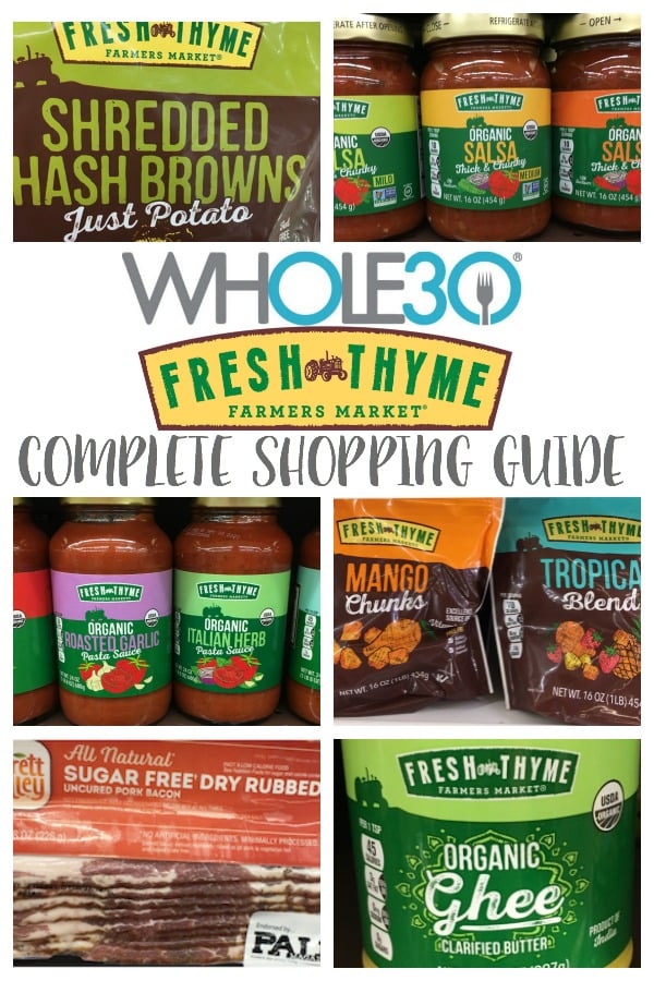 Fresh Thyme is up there for my favorite grocery store. Especially with all of the Whole30 options Fresh Thyme offers. This Whole30 Fresh Thyme shopping list will be perfect if you're doing a Whole30, eating Paleo, or just trying to clean up your diet! #whole30shoppinglist #whole30freshthyme #freshthymeshopping