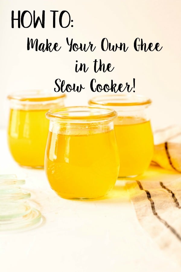 Ghee is a great staple for Paleo, Whole30 or Keto because it offers quality fats, a rich butter flavor but without the dairy! This DIY ghee recipe is made easily in a slow cooker. Homemade ghee is a really budget friendly option, espeically where vanilla ghee is concerned. Vanilla ghee is popular for being used in morning bulletproof coffee for the hint of vanilla flavor, and this option gives you that without the price tag! #vanillaghee #homemadeghee #slowcookerghee #whole30ghee