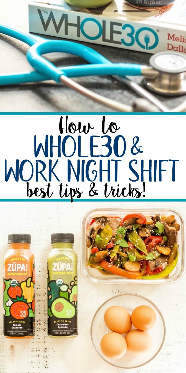 Working overnights and pulling long night shifts is no easy feat. Trying to do a Whole30 at the same time can add another layer of difficulty to this new way of eating, but it's not impossible! I perfected my night shift routine while working 12 hours in the hospital, and with these tips, you'll find working overnights and healthy eating to be much more do-able, and even enjoyable! #whole30 #whole30overnights #whole30mealprep