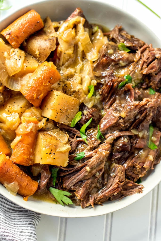 This classic Whole30 instant pot pot roast recipe is just the way my Nana makes it. Except of course in the instant pot, and totally Whole30 and Paleo! It's got that gravy we all know and love, hearty veggies and with a few buttons on your instant pot, you've got an easy Whole30 dinner! It also makes a great meal prep recipe being it makes enough to feed an army! #whole30recipes #whole30instantpot #whole30potroast #instantpotpotroast