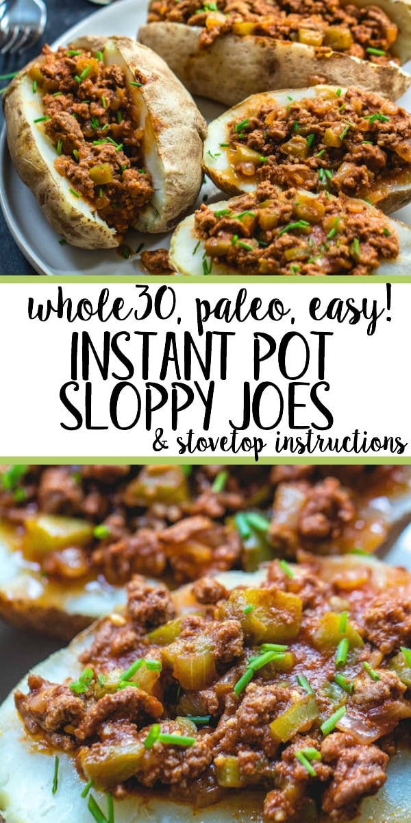 This Whole30 instant pot sloppy joes recipe is sure to be a new family favorite. Even though it's Paleo, and totally sugar free, it still has that familiar, classic flavor we all know and love. This Whole30 beef recipe is also budget friendly! Using the instant pot method allows for a fast cook time for a weeknight dinner, or gives you the ability to quickly whip up a large batch of everyone's favorite American staple without much hands on time! It's also a great freezer meal, so go ahead and double it! #healthyinstantpot #whole30recipes #whole30instantpot #instantpotsloppyjoes