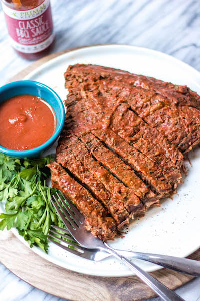 This easy BBQ beef brisket is so simple thanks to help from the instant pot, and it's perfect for an easy weeknight dinner. With the BBQ sauce and only a handful of other ingredients, the Whole30 and Paleo brisket has a classic smoky flavor that the whole family will love. #whole30beef #paleobeef #instantpotbeef #whole30instantpot