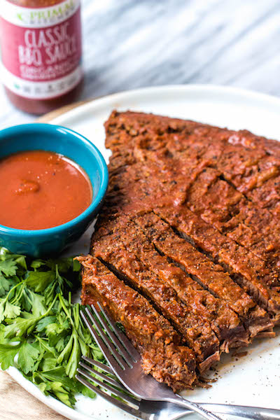 This easy BBQ beef brisket is so simple thanks to help from the instant pot, and it's perfect for an easy weeknight dinner. With the BBQ sauce and only a handful of other ingredients, the Whole30 and Paleo brisket has a classic smoky flavor that the whole family will love. #whole30beef #paleobeef #instantpotbeef #whole30instantpot