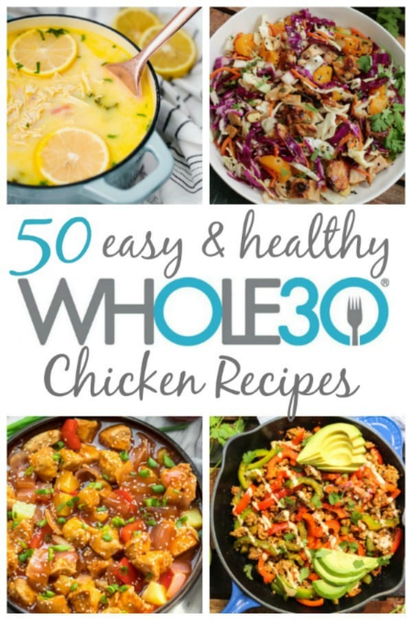 https://www.wholekitchensink.com/50-whole30-chicken-recipes These 50 Whole30 chicken recipes aren't just Whole30. They fit the bill for any healthy diet, all Paleo lovers, and they're all dairy-free, gluten-free of course too. From one pan chicken recipes, slow cooker and instant pot chicken recipes, wings, salads and more, these 50 are some of my favorite on the web! There's sure to be a new family favorite in here that everyone will love. #whole30recipes #whole30 #whole30chicken #paleo #paleorecipes