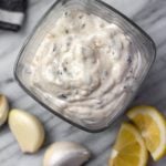 This homemade Whole30 tartar sauce is easy to make, and a much healthier version made sugar-free and dairy-free. It’s also a keto and paleo homemade sauce option that is a tasty addition to all of your fish recipes! #whole30recipes #whole30tartarsauce #fishrecipes #homemadesauce #paleo #keto