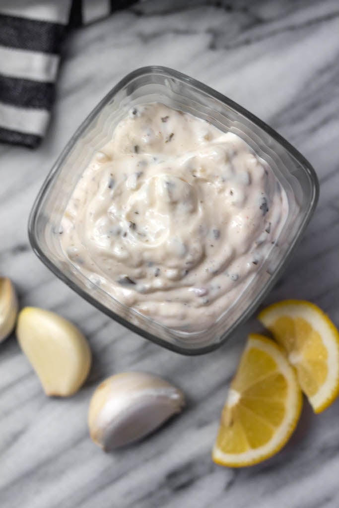 This homemade Whole30 tartar sauce is easy to make, and a much healthier version made sugar-free and dairy-free. It’s also a keto and paleo homemade sauce option that is a tasty addition to all of your fish recipes! #whole30recipes #whole30tartarsauce #fishrecipes #homemadesauce #paleo #keto