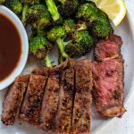 Air Fryer Steak is a foolproof method that comes out perfectly every time. Air fryer steak is a quick weeknight meal for anyone, but especially simplifies things for those eating paleo, Whole30, keto or those simply sticking to eating more real foods. #paleo #whole30 #airfryer #whole30airfryer #paleoairfryer #keto #ketoairfryer #airfryerbeef