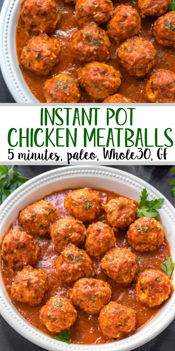 instant pot chicken meatballs and marinara: whole30, paleo, 5 minutes