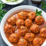These instant pot chicken meatballs are the easy button when it comes to quick, healthy weeknight meals. With an instant pot cook time of 4 minutes, and only a few simple ingredients, they're Whole30, Paleo, and gluten-free while also being full of flavor and totally delicious. This meatball recipe makes enough for the whole family, or is perfect for meal prep! #whole30instantpot #paleoinstantpot #chickeninstantpot #whole30 #paleo #glutenfree #chickenrecipes