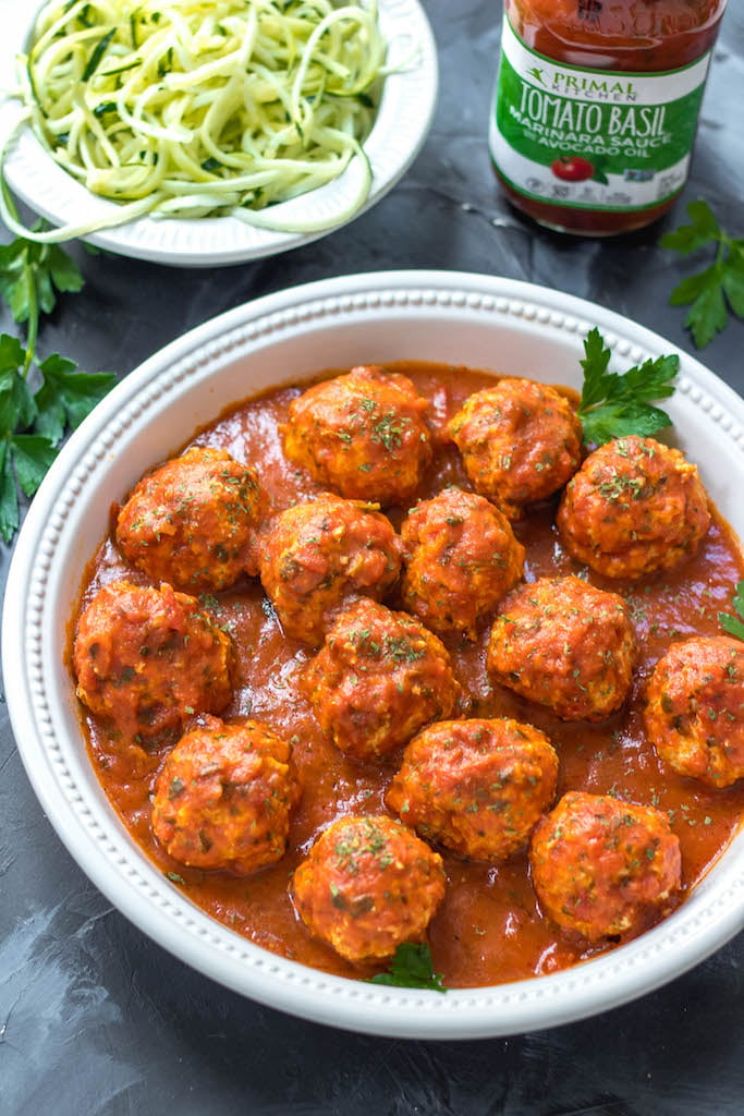 These instant pot chicken meatballs are the easy button when it comes to quick, healthy weeknight meals. With an instant pot cook time of 4 minutes, and only a few simple ingredients, they're Whole30, Paleo, and gluten-free while also being full of flavor and totally delicious. This meatball recipe makes enough for the whole family, or is perfect for meal prep! #whole30instantpot #paleoinstantpot #chickeninstantpot #whole30 #paleo #glutenfree #chickenrecipes