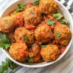 These instant pot beef meatballs are Whole30, paleo, gluten-free and, importantly, so easy to make. The meatballs and marinara take less than 10 minutes cooking time with the pressure cooker and they’re a great family friendly healthy recipe for a weeknight dinner or for a Whole30 meal prep recipe. #whole30beefmeatballs #whole30instantpot #whole30beefrecipes #paleoinstantpot #paleomeatballs #ketoinstantpotrecipes