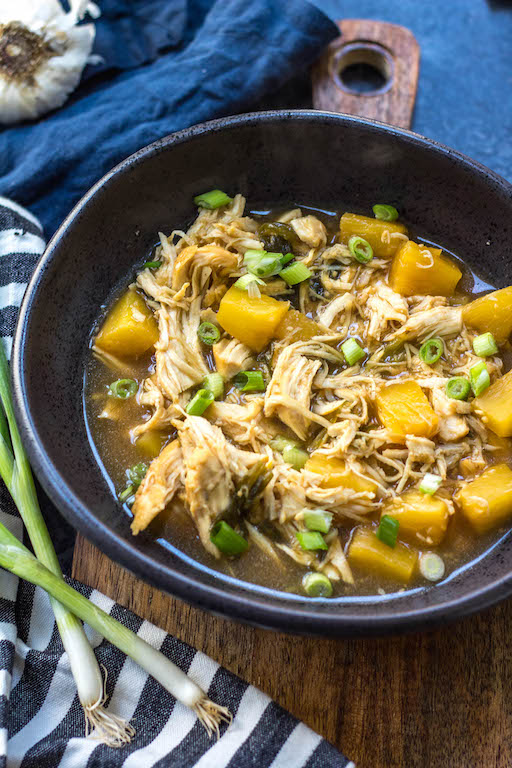 Whole30 instant pot pineapple ginger shredded chicken is a quick and easy meal you can make any night of the week in under 30 minutes. This flavorful and family friendly recipe is Paleo, gluten-free, and just so happens to taste even better the next day as leftovers or purposefully meal prepped! #whole30instantpotrecipes #whole30recipes #whole30chickenrecipes #paleorecipes #chickeninstantpot